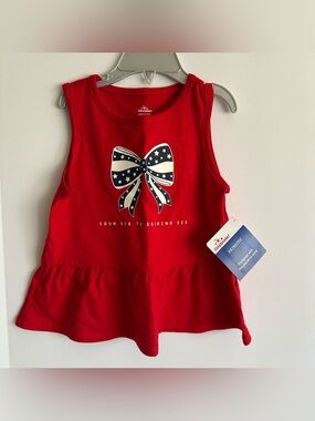 Toddler Girl Americana Way to Celebrate Red Peplum Tank Size 4T NEW